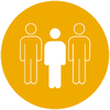Icon that shows three people with one person coloured in
